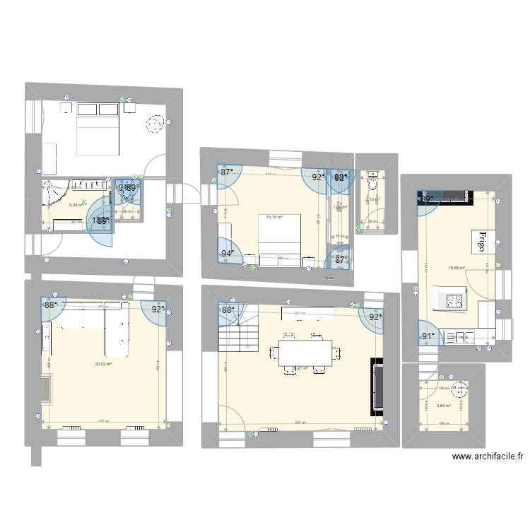 asques global. Plan de 9 pièces et 99 m2