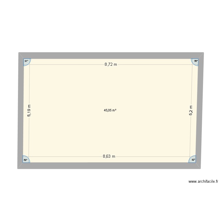 NOUVEAU PLAN OLI 1. Plan de 1 pièce et 45 m2