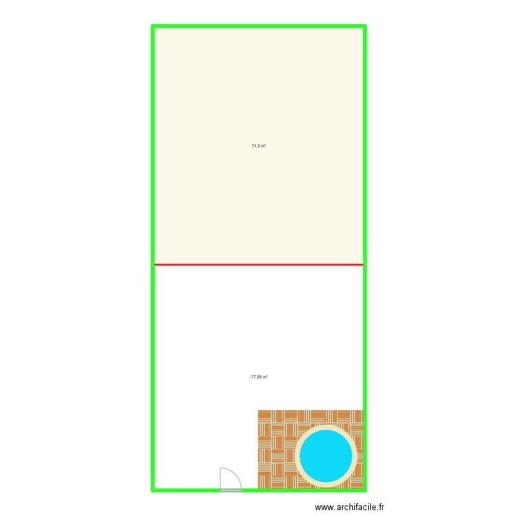 terrasse exterieur. Plan de 2 pièces et 139 m2