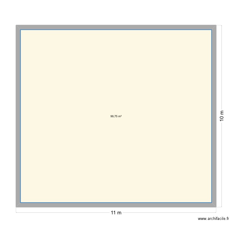 Rez-de-chaussée 1. Plan de 1 pièce et 100 m2