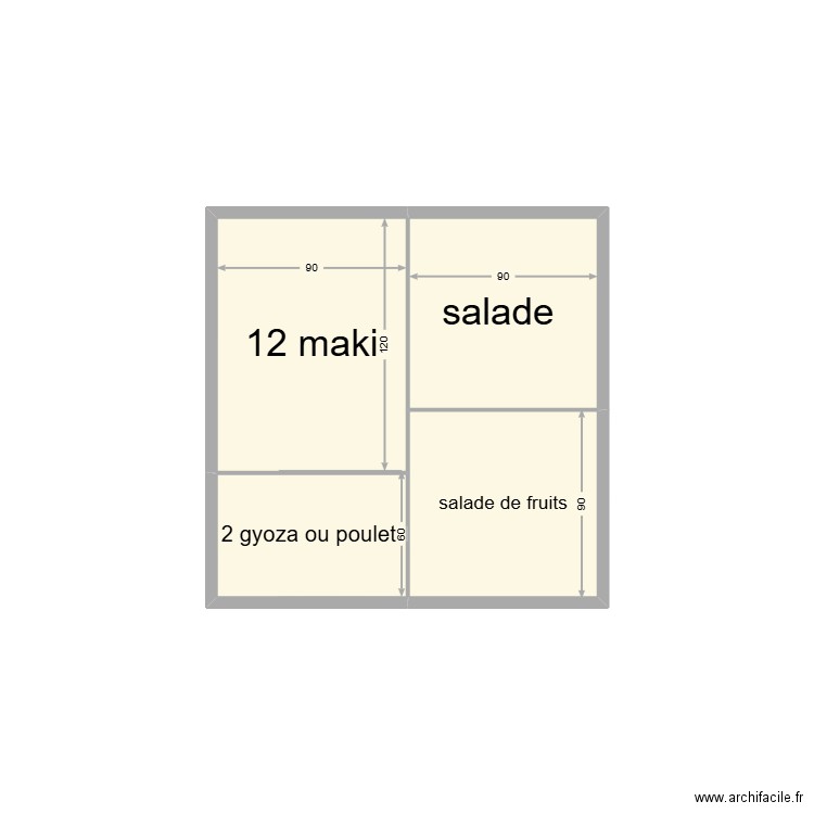 box printtemps. Plan de 4 pièces et 3 m2