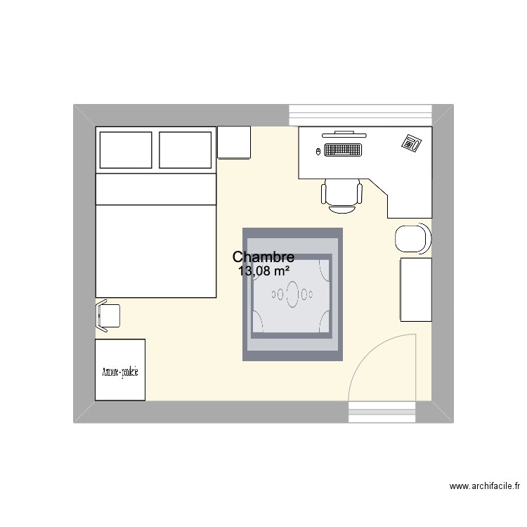 brecham. Plan de 1 pièce et 13 m2