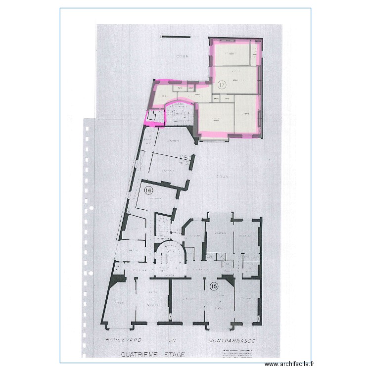 Montparnasse. Plan de 15 pièces et 89 m2