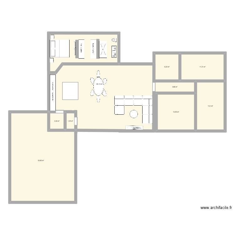 plan. Plan de 9 pièces et 188 m2