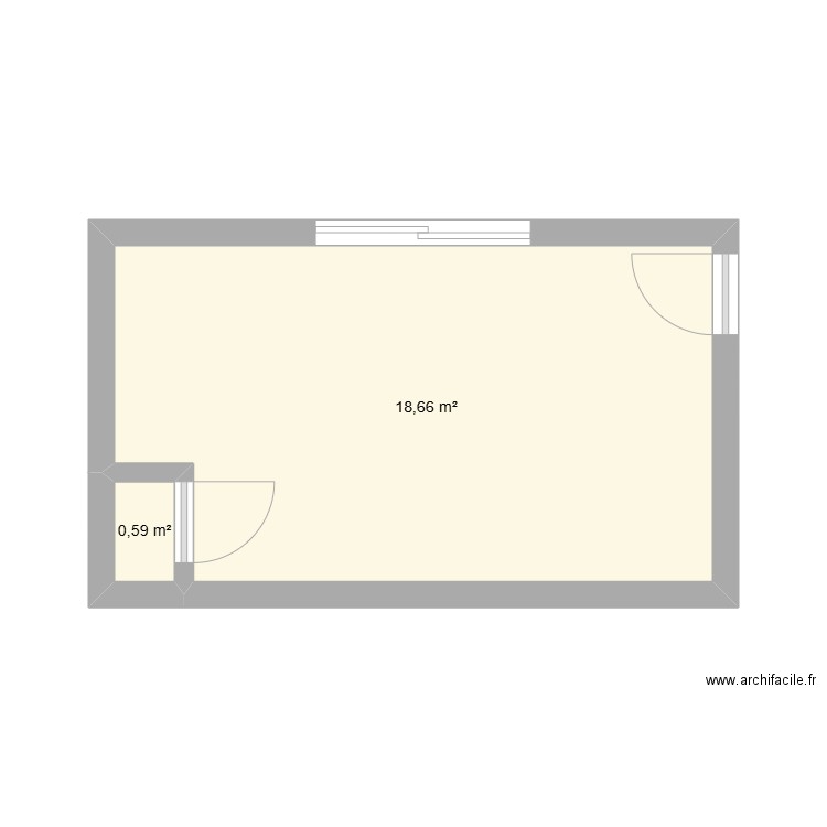 Miellerie. Plan de 2 pièces et 19 m2