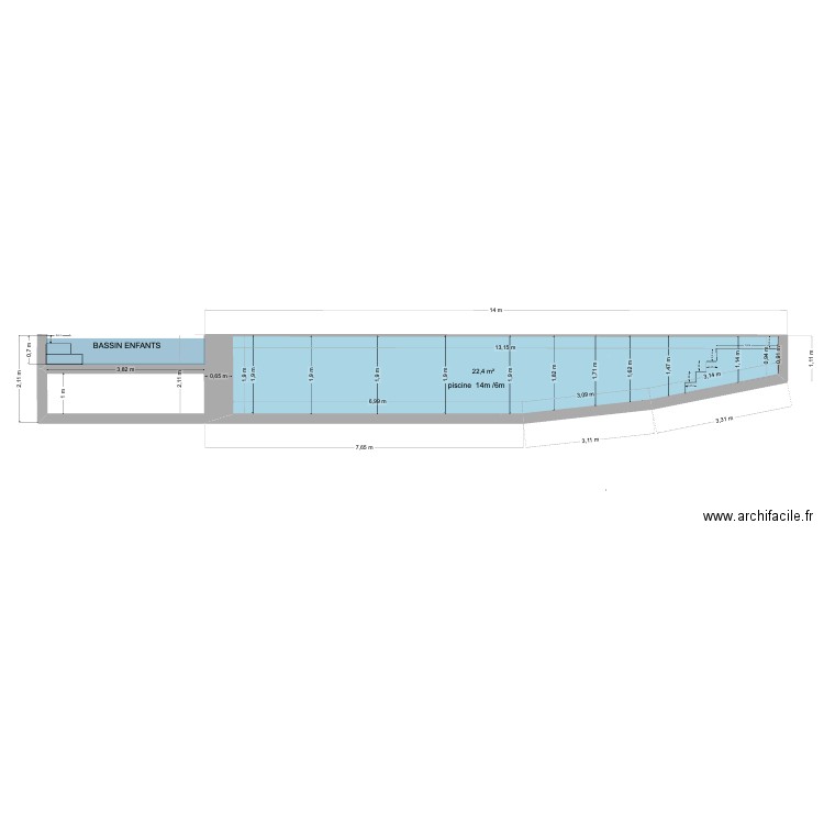 coupe piscine projet essaouira modification. Plan de 1 pièce et 22 m2