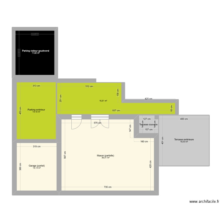 Pavés carrossables. Plan de 7 pièces et 112 m2