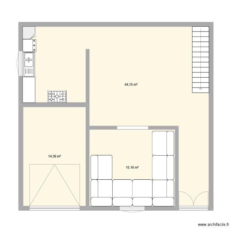 ma maison. Plan de 3 pièces et 74 m2