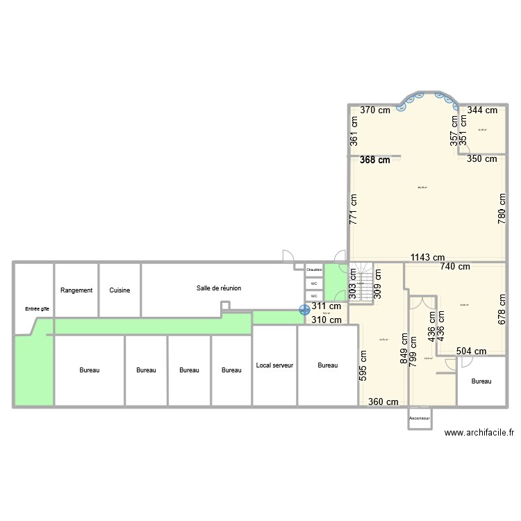 Bâtiment principal_etage 1. Plan de 28 pièces et 499 m2