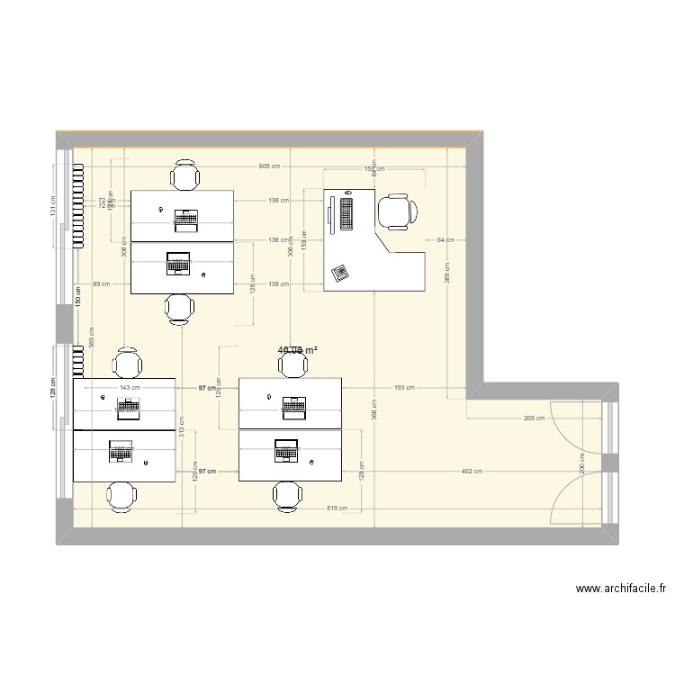 bureau appro v3. Plan de 1 pièce et 40 m2