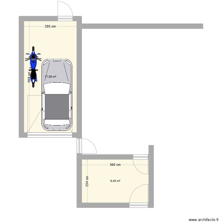 92m2 home. Plan de 2 pièces et 26 m2