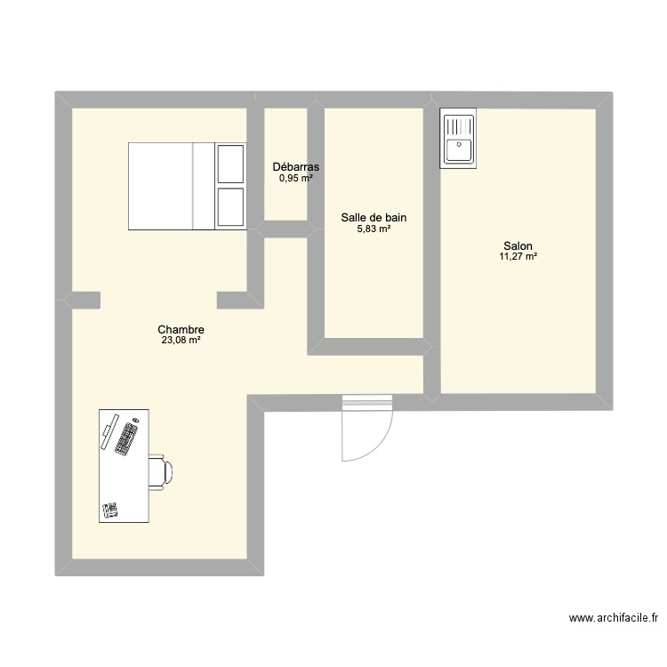 Option Calme. Plan de 4 pièces et 41 m2