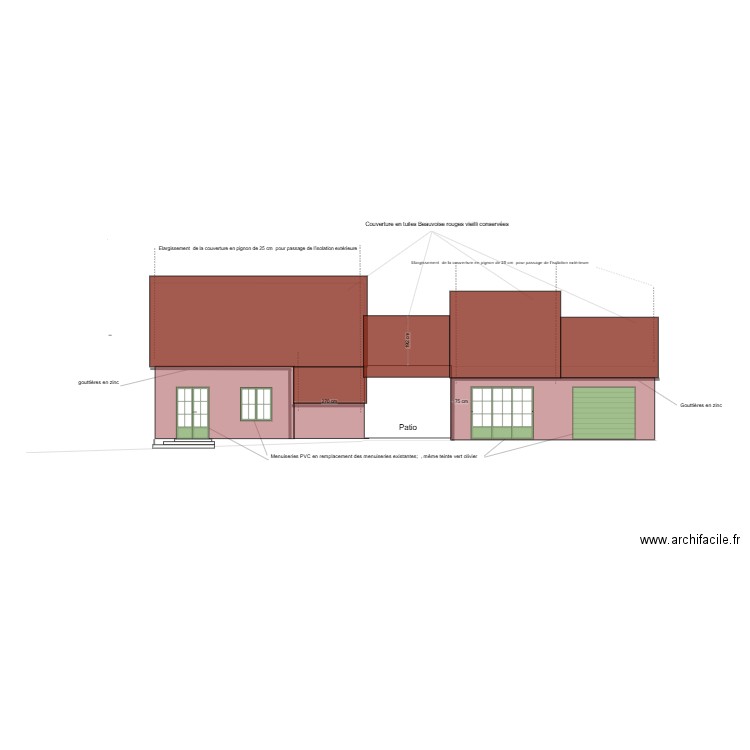 FACADE SUDIsolatio et menuiseries. Plan de 0 pièce et 0 m2