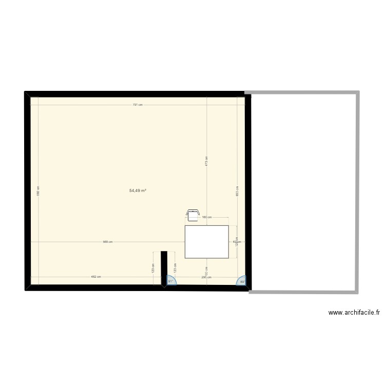 MAISON RENO. Plan de 1 pièce et 54 m2