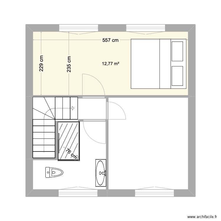 Plan combles version 2 chambres. Plan de 2 pièces et 31 m2