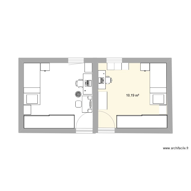 Maison. Plan de 1 pièce et 10 m2