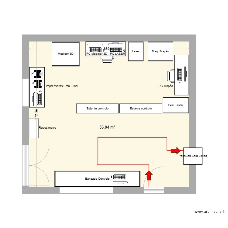 Controlo com impressora emb. final. Plan de 1 pièce et 36 m2