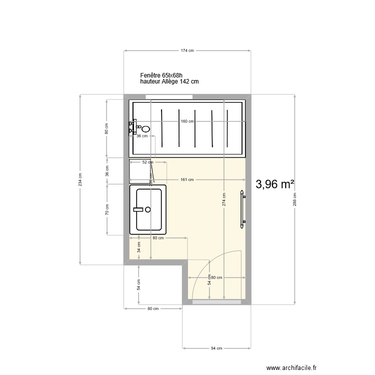 SDB Despas. Plan de 1 pièce et 4 m2