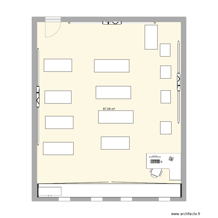 classe math. Plan de 1 pièce et 67 m2