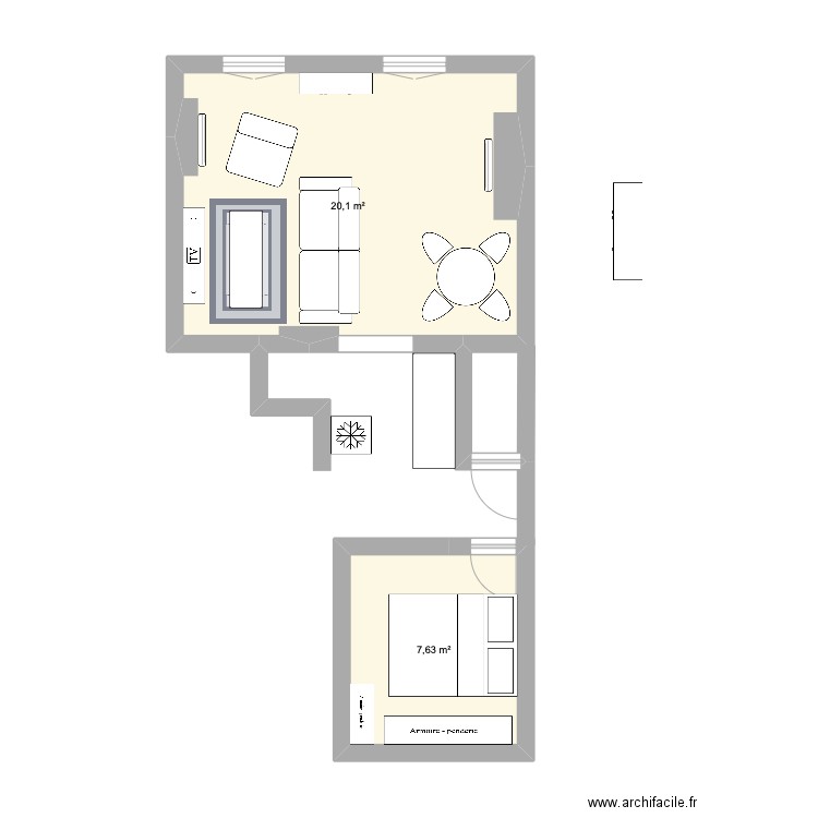 Nouvel appart. Plan de 2 pièces et 28 m2