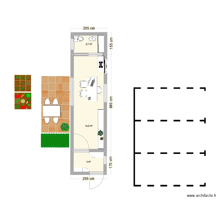 CABINET 4 5. Plan de 3 pièces et 20 m2