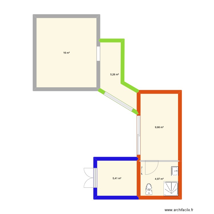 extension  2. Plan de 5 pièces et 41 m2