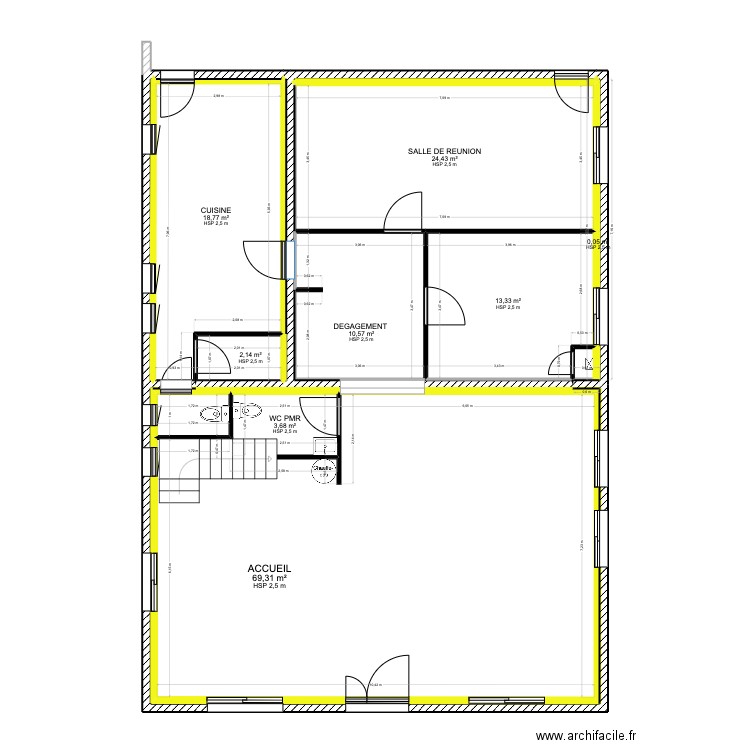 boulazac PROJET 5. Plan de 15 pièces et 225 m2