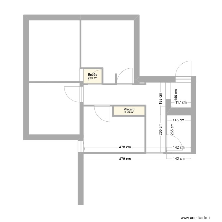 maison. Plan de 2 pièces et 2 m2