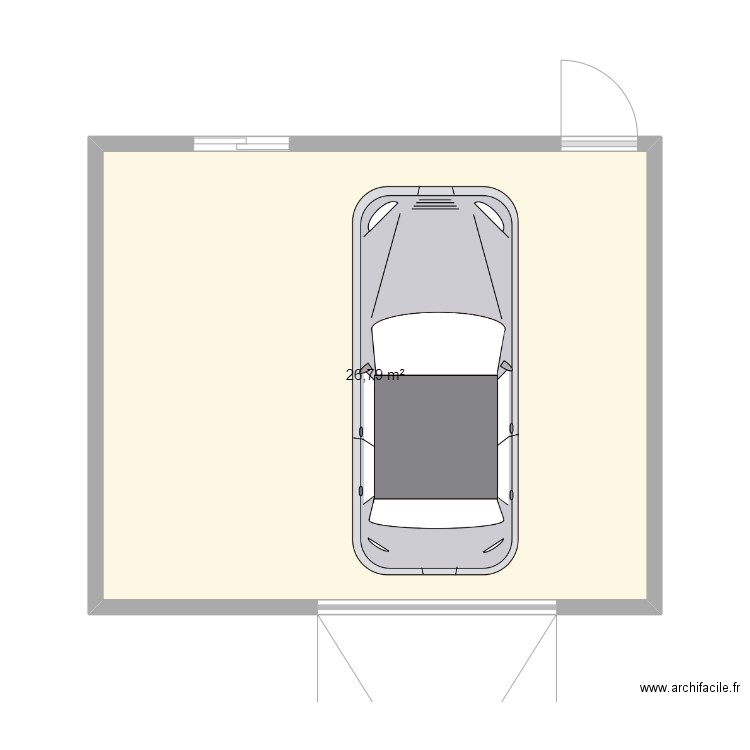 garrage. Plan de 1 pièce et 27 m2