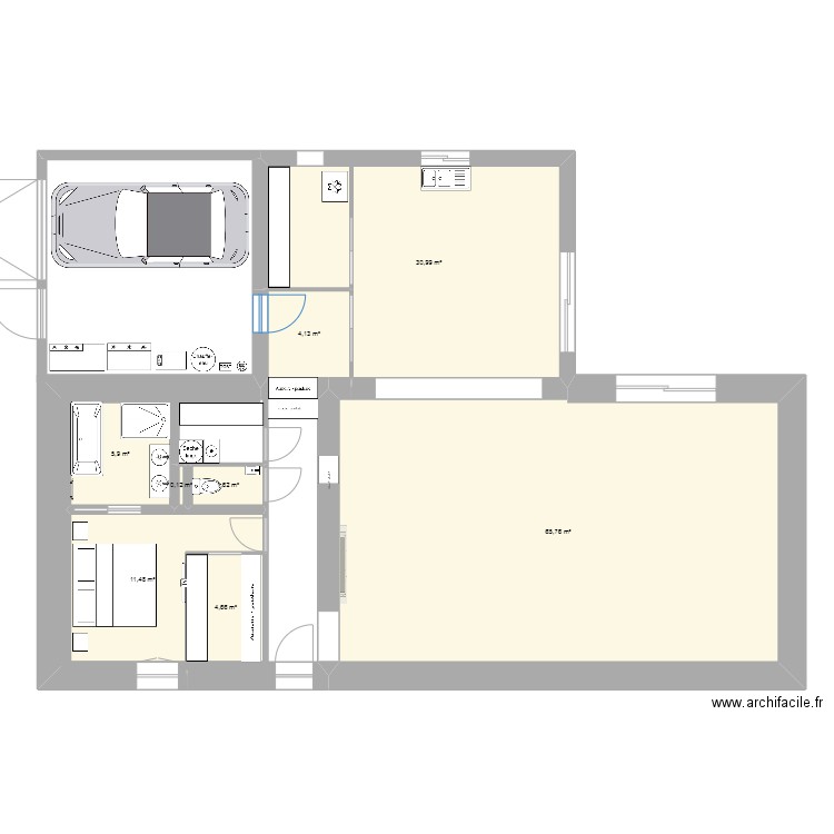 devise. Plan de 8 pièces et 125 m2