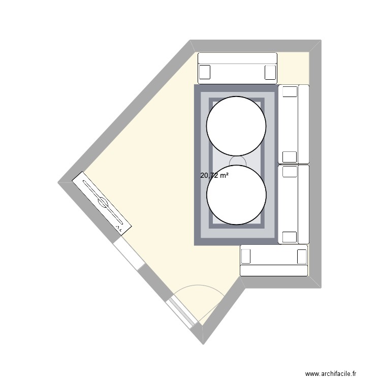 salon 1. Plan de 1 pièce et 21 m2