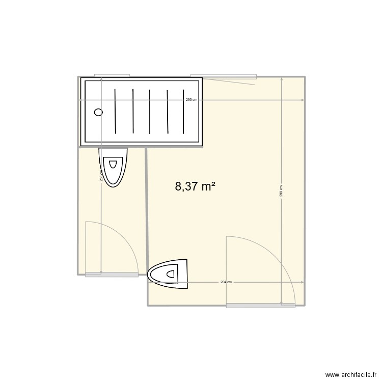 Salle de bain. Plan de 1 pièce et 8 m2