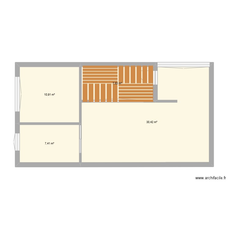 étage. Plan de 4 pièces et 57 m2