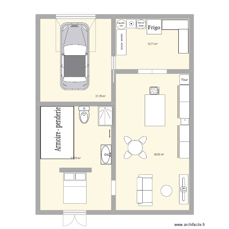 container 2. Plan de 4 pièces et 100 m2