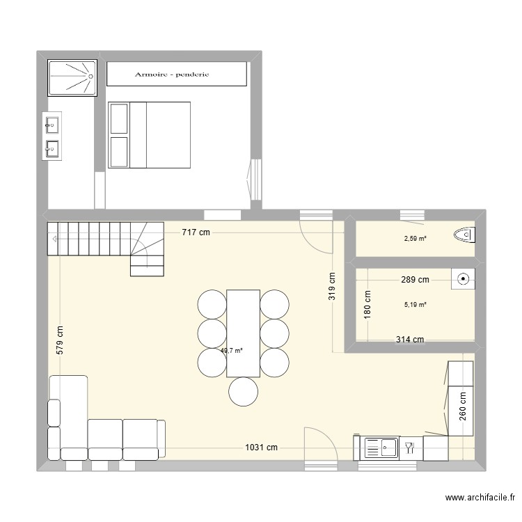 fouas. Plan de 3 pièces et 57 m2