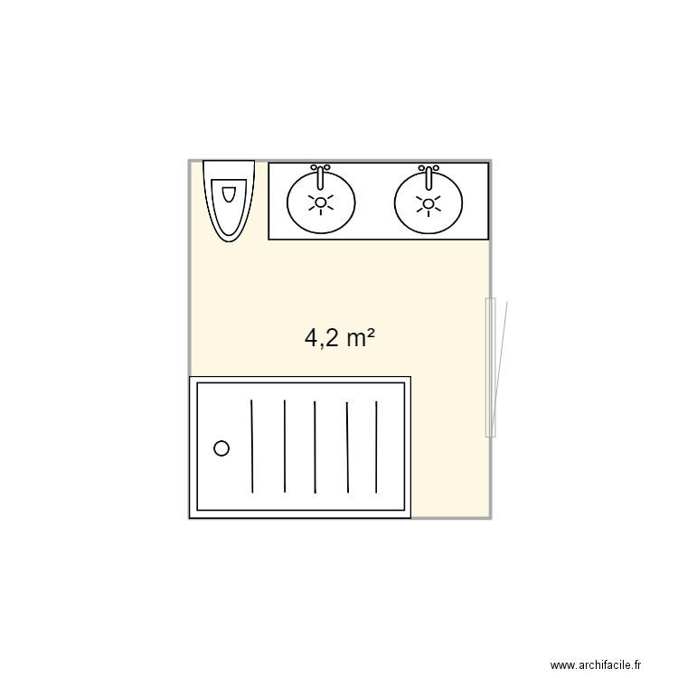 SDB AVEC WC 2 . Plan de 1 pièce et 4 m2