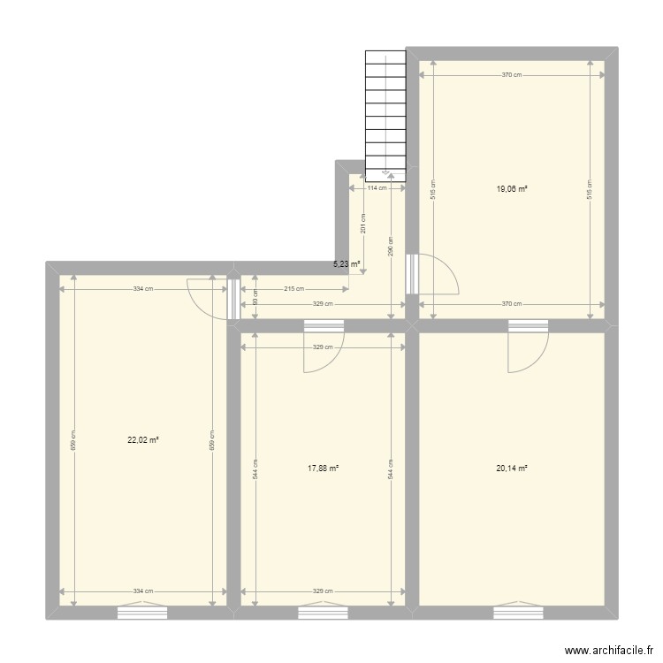 Etage Marthille. Plan de 5 pièces et 84 m2