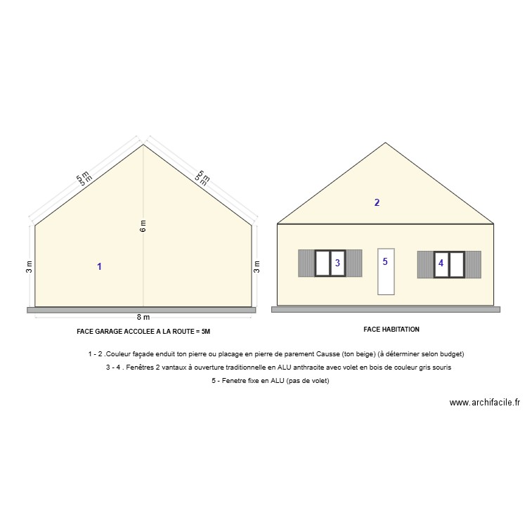 VUE FACADE COTES. Plan de 0 pièce et 0 m2