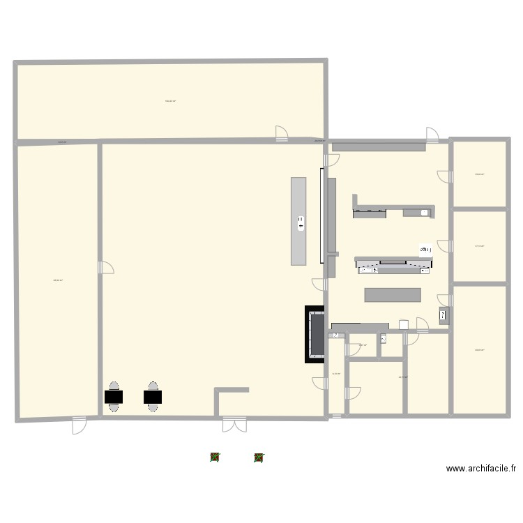 restaurant. Plan de 10 pièces et 307 m2