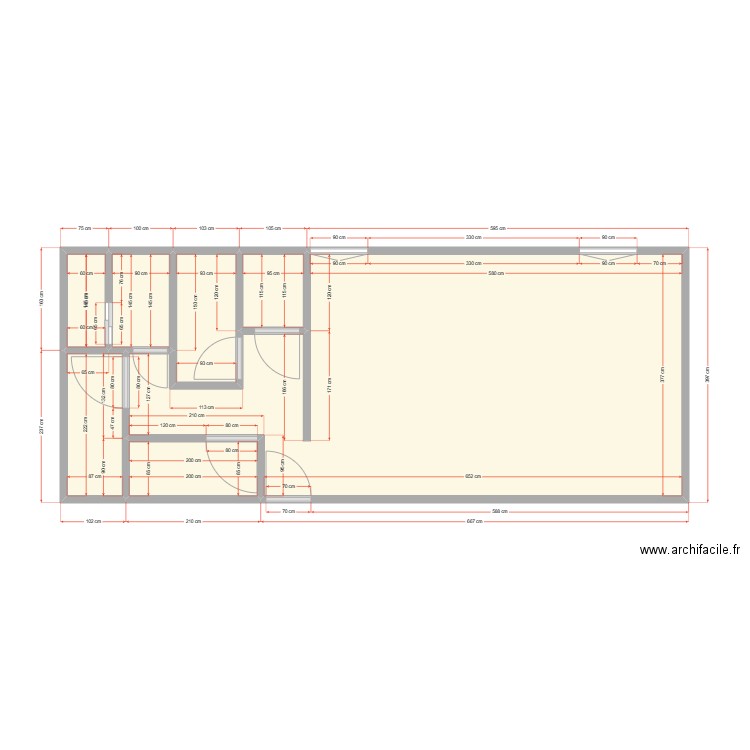 CVI Vestiaires. Plan de 7 pièces et 34 m2