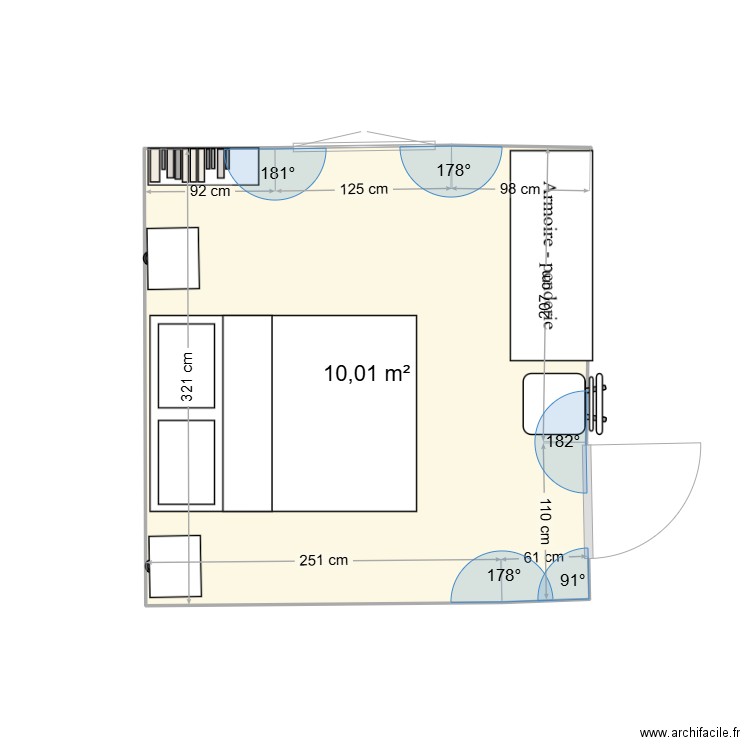 pleubian. Plan de 1 pièce et 10 m2