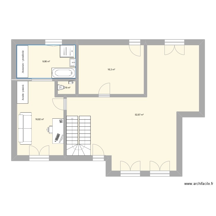 Maison de Famille. Plan de 5 pièces et 97 m2