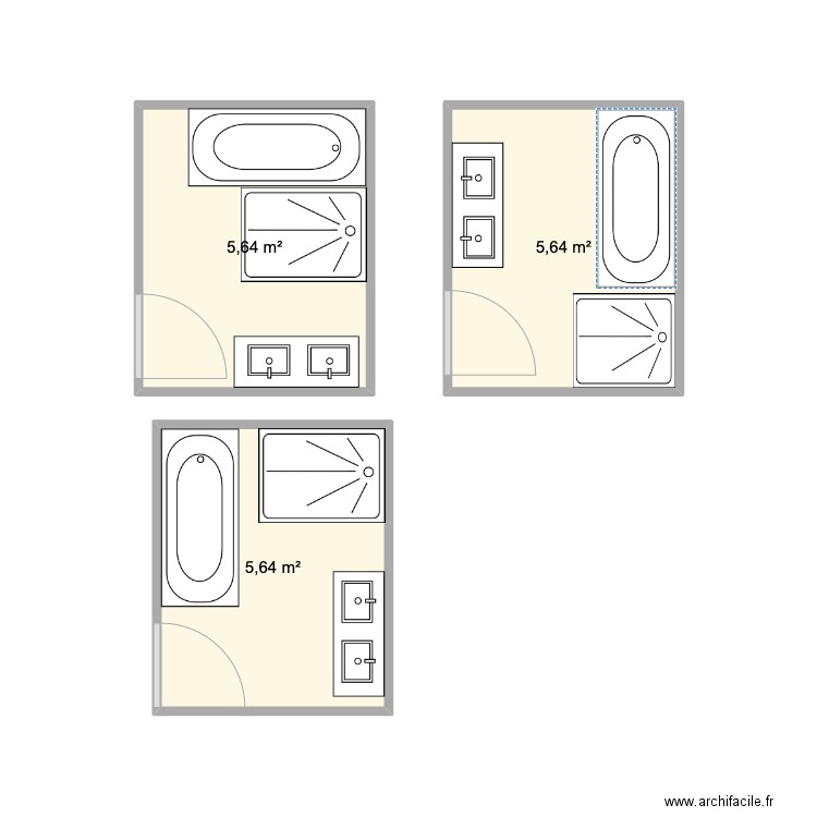 salle de bains maman. Plan de 3 pièces et 17 m2