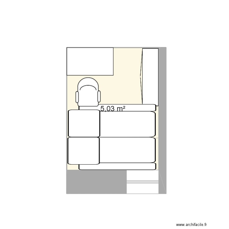 petite chambre. Plan de 1 pièce et 5 m2