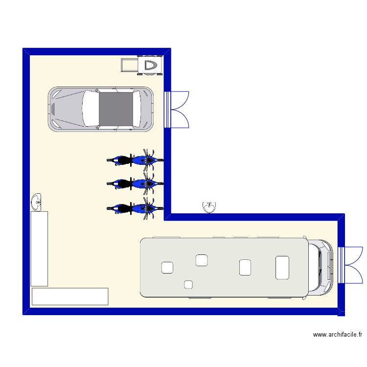 garage. Plan de 1 pièce et 73 m2