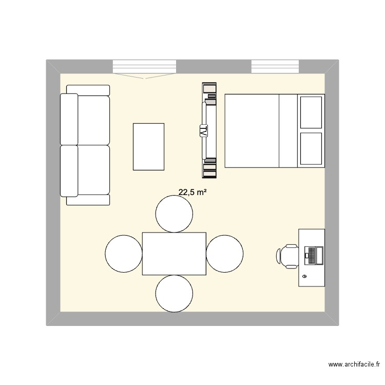 Maxime. Plan de 1 pièce et 23 m2