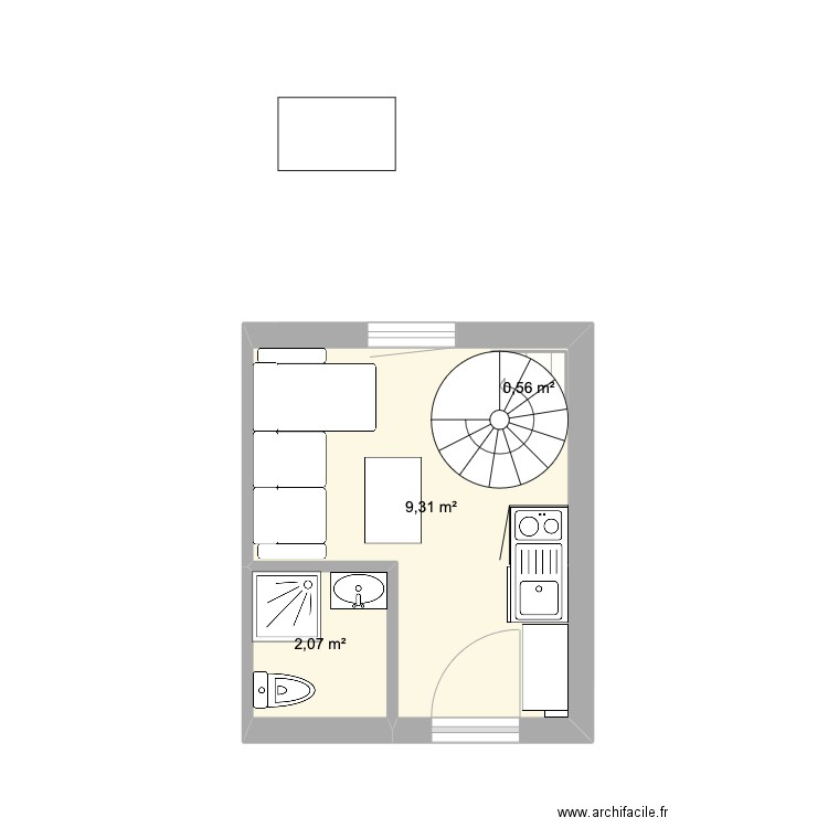 studio 12m2 2nethes. Plan de 6 pièces et 30 m2