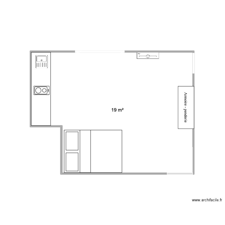 Studio St Cyr. Plan de 1 pièce et 19 m2