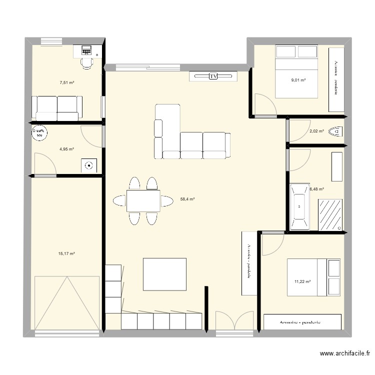 plan marly plein pied. Plan de 8 pièces et 115 m2