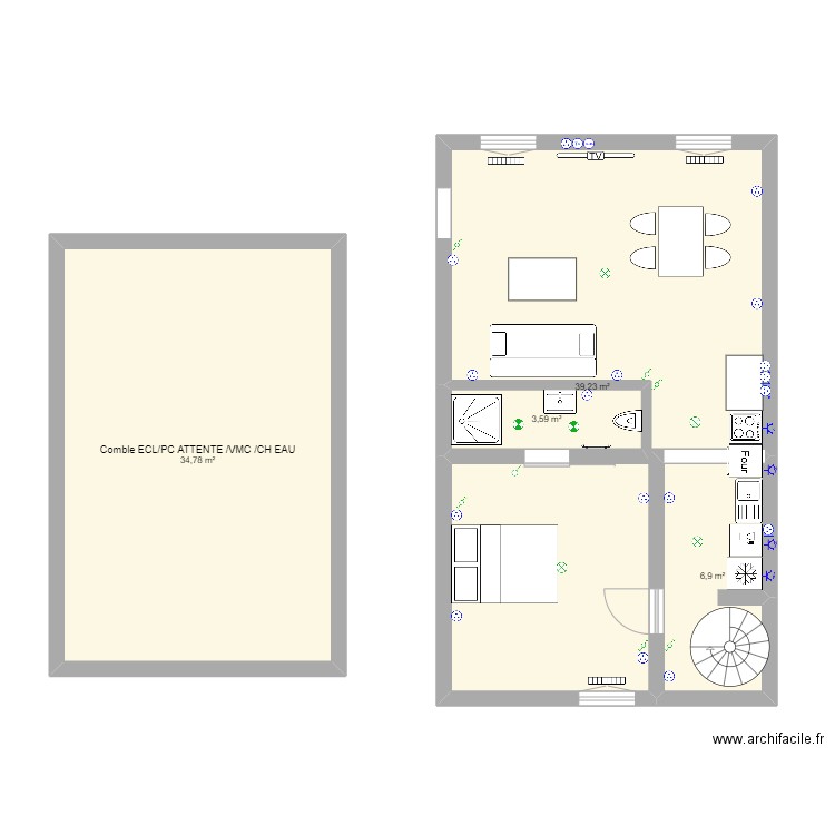 Appartement. Plan de 4 pièces et 85 m2